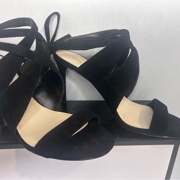 Nine West Sexy Black Suede Ankle tie Heels - Picture 3 of 14